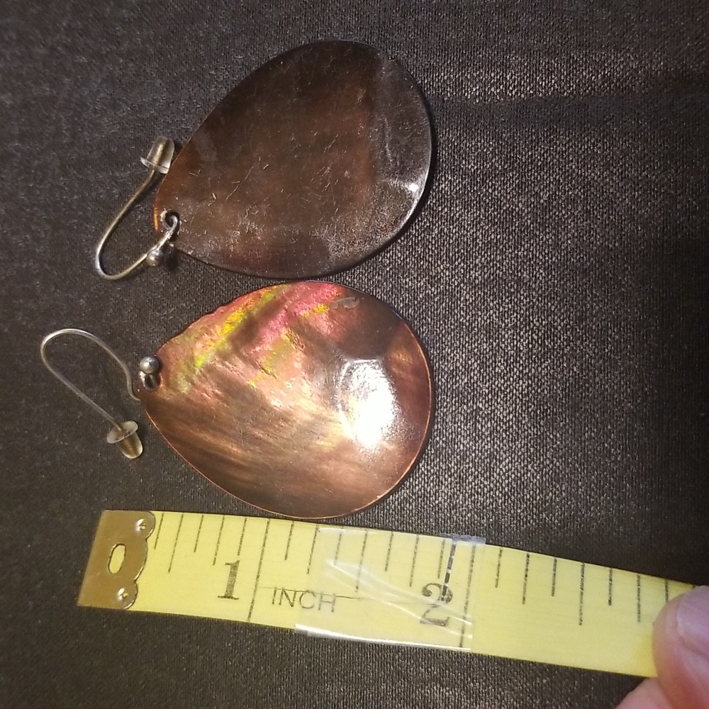 Vintage Brown Abalone Teardrop Earrings - Picture 2 of 4